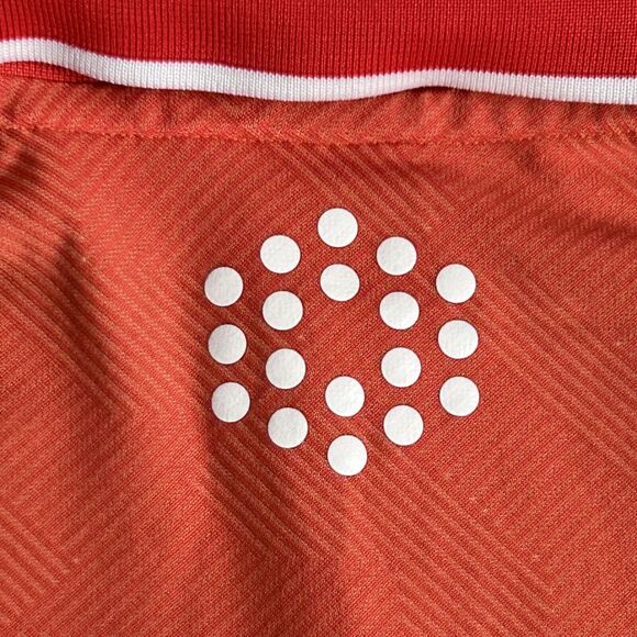 PUMA Polo Shirt Mens Medium Orange Stripes Cool Cell Golf Sport Lifestyle - Picture 14 of 16